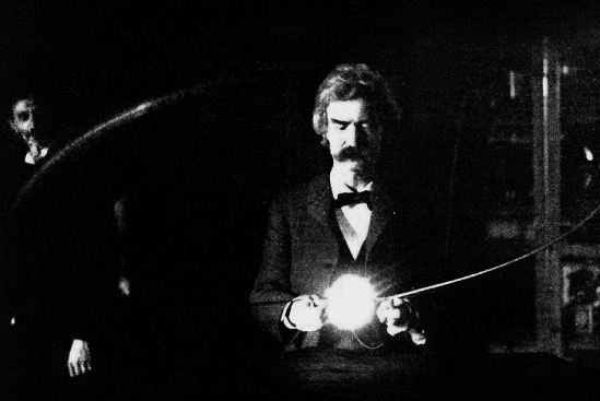 Mark Twain in Tesla’s lab, 1894